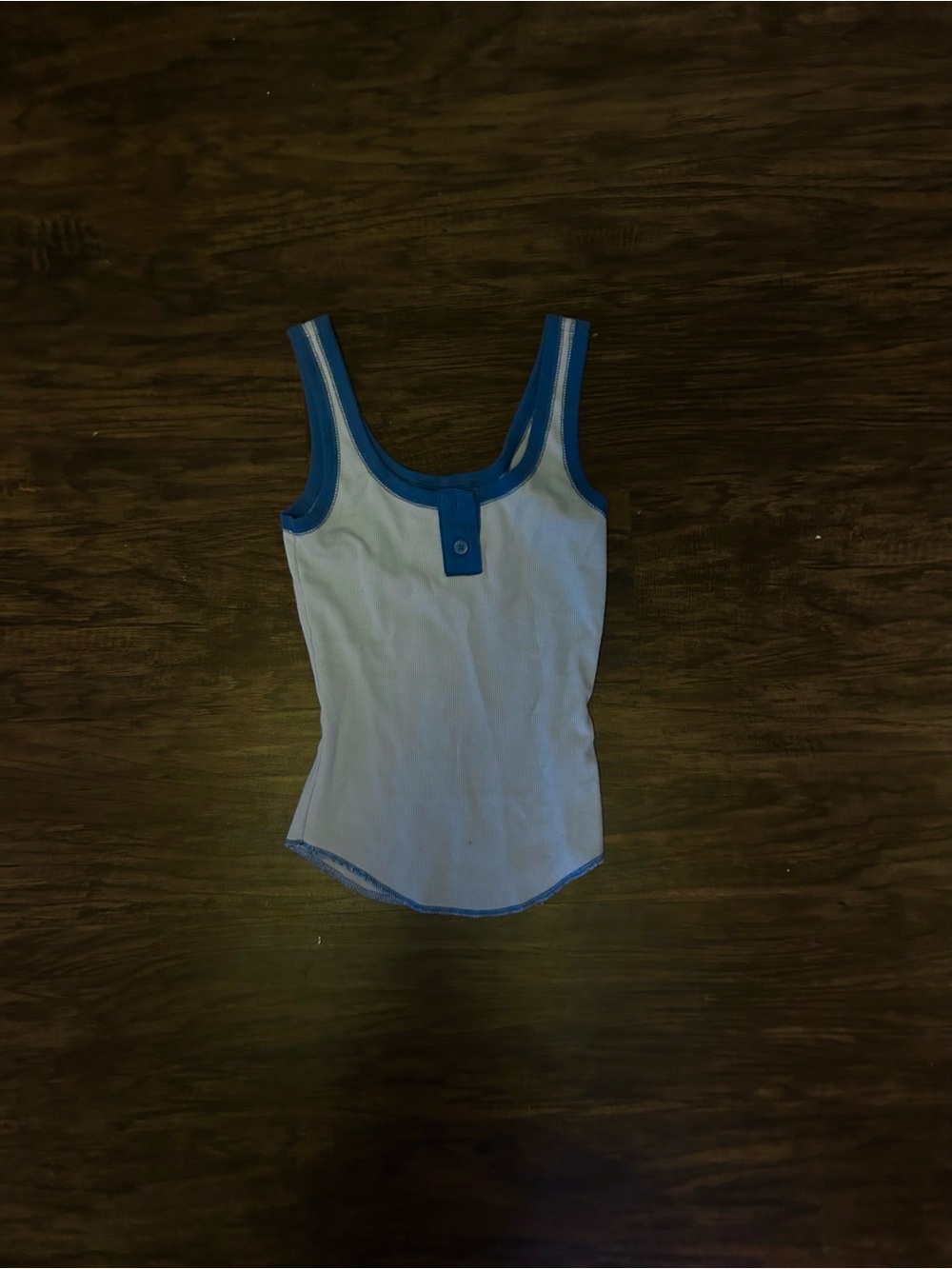 Crewcuts White Tank Top with Blue Trim and Button Placket